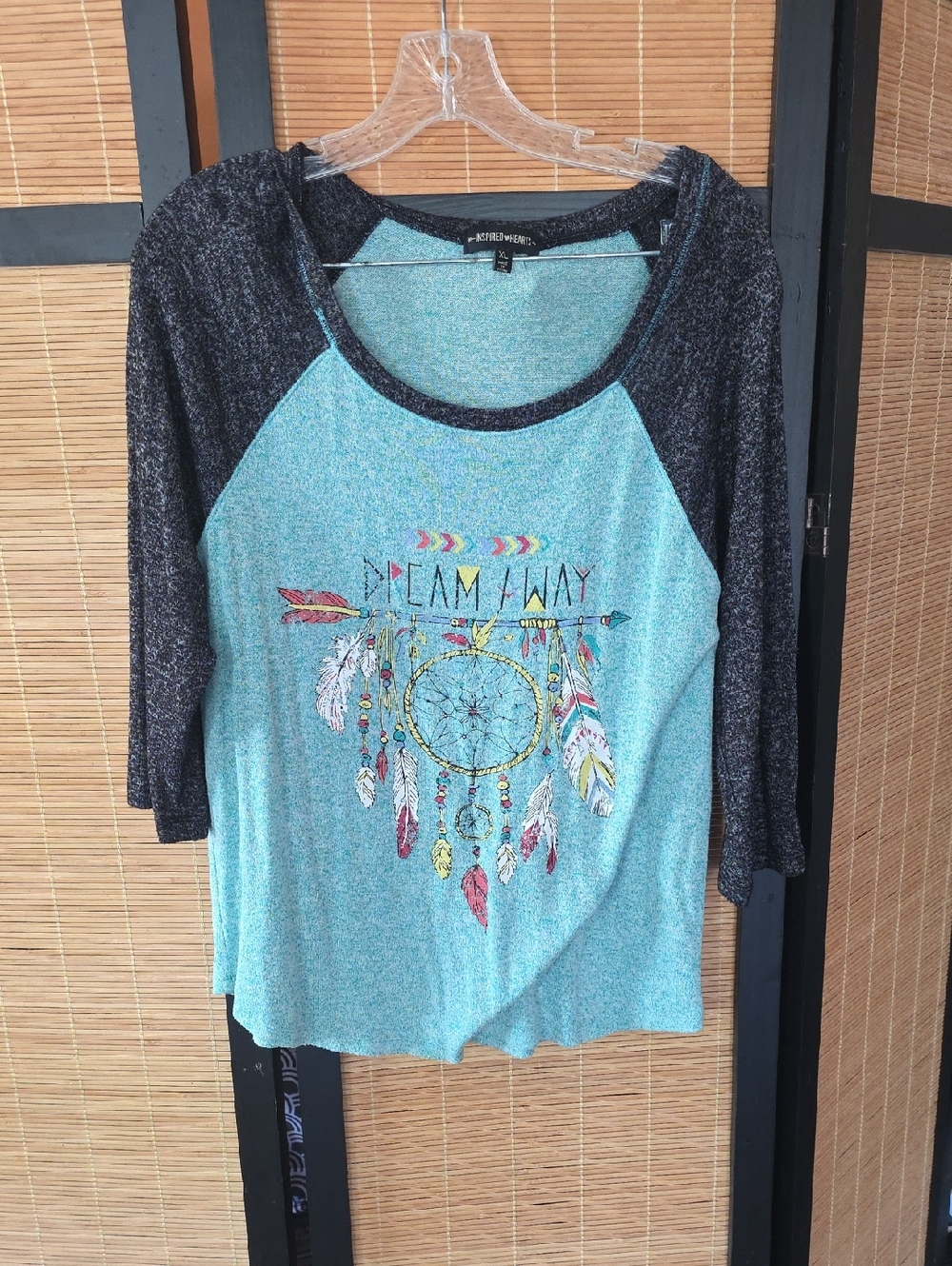 Inspired Hearts Turquoise Raglan Dreamcatcher Long Sleeve Top